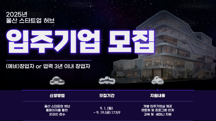 2025년 하반기 울산 스타트업 허브 입주기업 모집
